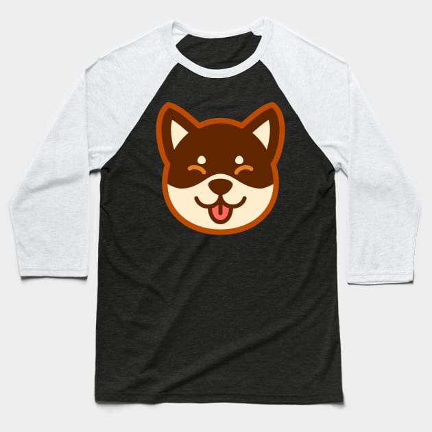 Brown Shiba: Eyes closed tongue Baseball T-Shirt by Red Wolf